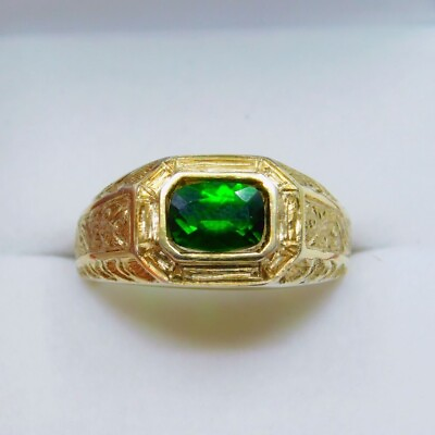 #ad AAAAA Chrome Diopside 7x5mm 1.06 Carats Heavy 18K Yellow gold Antique ring $2000.00