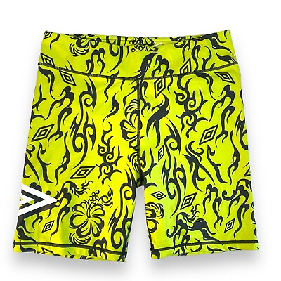 #ad Umbro Women#x27;s All Over Printed Bike Shorts Lime Punch Black Beauty Size L 136 $17.00