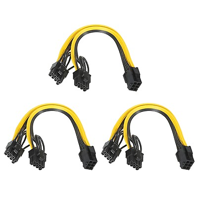 #ad PCIe Cable 6 Pin to Dual 8 Pin 62 Male PCI Express Power Cable 220mm 3pcs AU $20.69