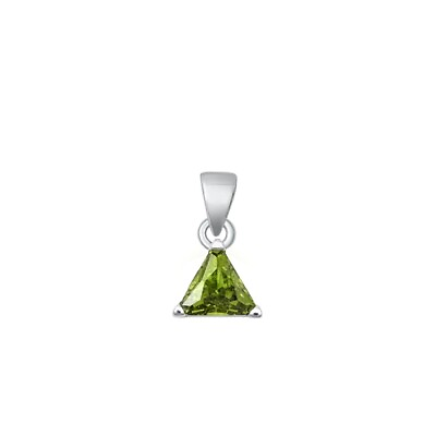#ad Sterling Silver 925 quot;PERIDOT TRIANGLE PENDANT 7MM WITH SNAKE CHAIN NECKLACE 18quot; $21.28