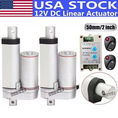 #ad 2 Dual 2quot; 12V DC Linear Actuator W Wireless Control Kits for Door Open Auto Car $89.99