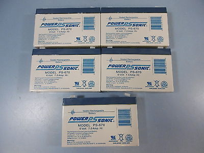 #ad Lot Of 5 Power Sonic 6V 7A Sealed Rechargable Battery PS 670 $39.99