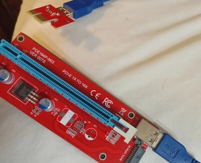 #ad PCI E 1X to 16X Riser Cable Card RISER 1X216X SATA AT190309i shipped from USA $10.00