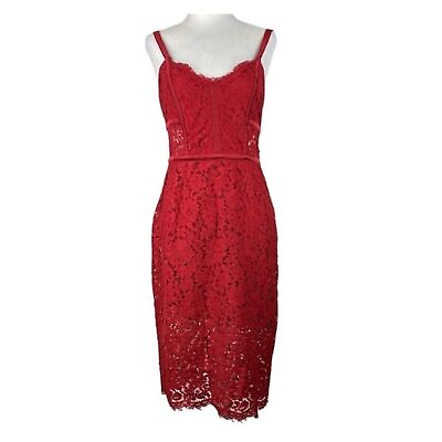 #ad Express Dress Womens Size 6 Red Sleeveless Formal Lace Zipper Ladies Dress $24.99