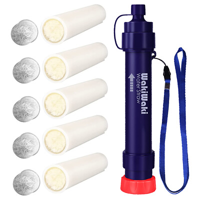 #ad Detachable Water Filter Straw w 5xReplacement Catridges Outdoor Survival 4Stage $35.99