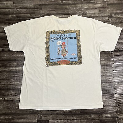 #ad Vintage Jeff Foxworthy Redneck Fisherman T Shirt XL White VTG 2001 Read Desc $14.99