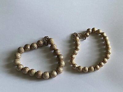 #ad TWO MATTE GOLD BEAD 7 INCH BRACELETS $15.00