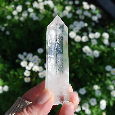 #ad 3 4 inch Natural Clear Quartz Wand Tower Single Point Obelisk Crystal Decoration $14.90