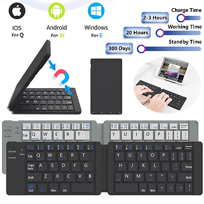 #ad Mini Foldable Bluetooth Rechargable Keyboard Wireless For iOS Windows Android $20.95