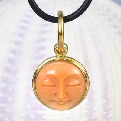 #ad #ad Gold Vermeil Sterling with Apricot amp; Abalone Shell Moon Face Charm Pendant 3.55g $44.00