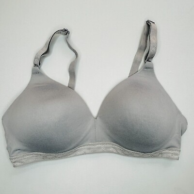 #ad Warners Bra 36B Gray Wire Free Padded Cups Adjustable Straps Style 01269 $18.00