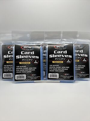 #ad BCW Penny Card Soft Sleeves 5 Packs of 100 for THICK Sized Cards = 500 $7.24
