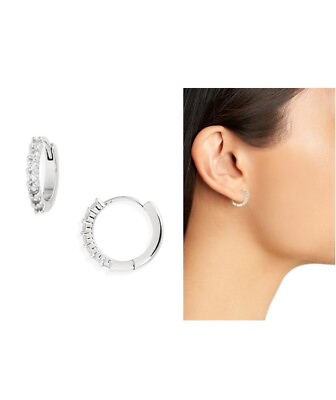 #ad Crystal Huggie Hoop Earrings $65.00