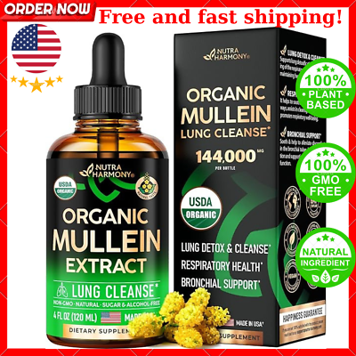 #ad Mullein Leaf Extract Organic Lung Cleanse Drops for Lung Health Natural Herbal $39.99