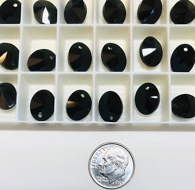 #ad Swarovski® Crystal XILION Oval Pendants #6028 12mm JET 108 Pieces $115.00