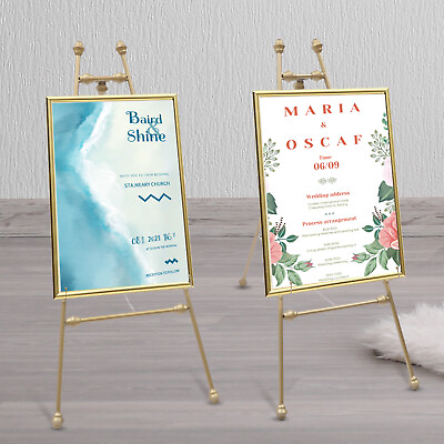 #ad 2PCS Golden Wedding Easel Stand Floor Mount Wedding Party Poster Easel Stands $71.00