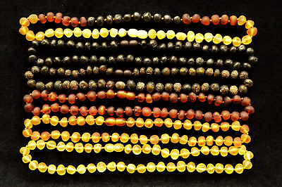 #ad 15 COLORS Natural Baltic Amber Adult Necklace Round RAW Beads 16 27.5 inches BQ $54.99