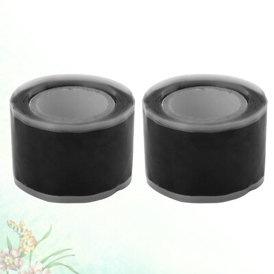#ad 2 Rolls Self adhesive Silicone Tape Repair Duct Black Gaffers $7.78