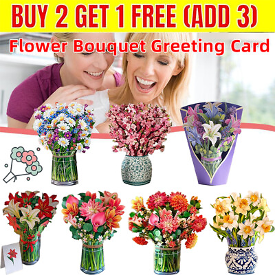 #ad Mother#x27;s Day Gift 3D Up Flower Bouquet 3D Pop Up Flower Greeting Cards US $8.88