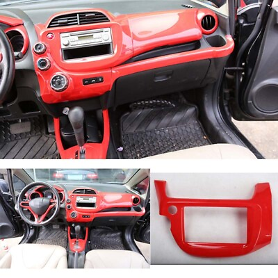 #ad ABS Red Middle Console Navigation 2008 2013 Panel Trim For Honda Fit Jazz 1PCS $55.63