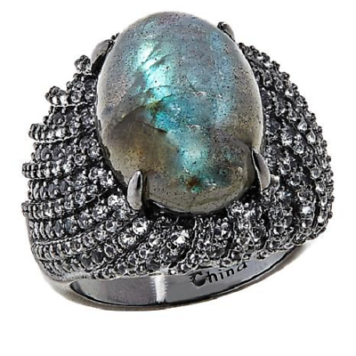 #ad HSN Colleen Lopez Sterling Silver Labradorite amp; White Topaz Ring Size 7 $129.99