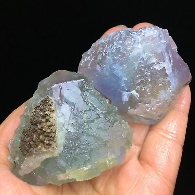 #ad 240g Rare Ladder Like Green quot;Blue Corequot; Fluorite Crystal Mineral 2 pieces $31.50