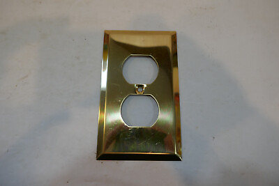 #ad Vintage Polished Brass Single Outlet or plug Cover Wallplate $7.95