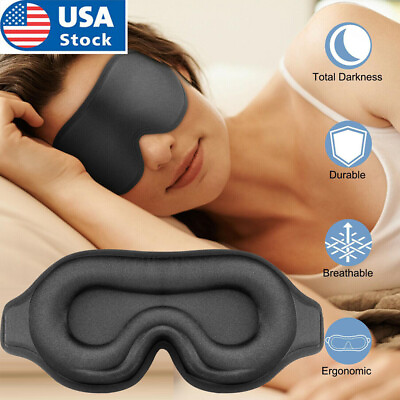 #ad 3D Travel Silk Eye Mask Sleeping Soft Padded Shade Cover Rest Relax Blindfold $10.99