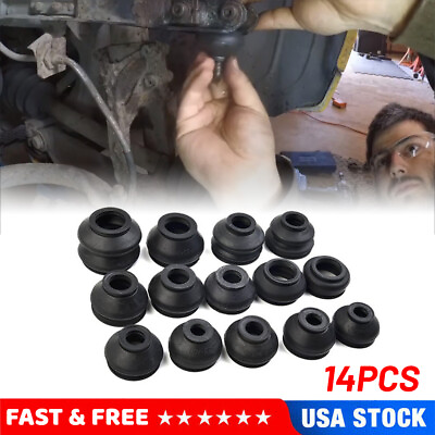 #ad 14Pcs Ball Joints Boots Dust Cover Tie Rods Linkages Ends Rubber Replacement Kit $13.99