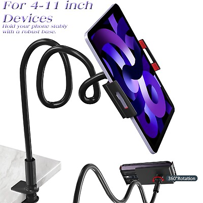 #ad Universal Gooseneck Tablet Mount Phone Holder Flexible Long Arm Clamp Desk Bed $11.95