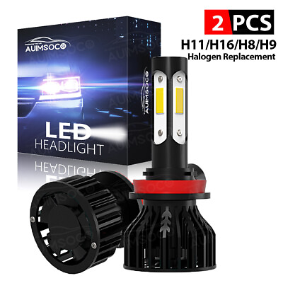 #ad 4 Side H11 LED Headlight Bulbs Super White Low Beam Conversion Kit 3200LM 6000K $24.99