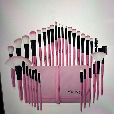 #ad Pink makeup brushes set 32 pcs Premium Synthetic Brushes Kabuki Foundation $16.99