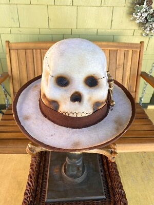 #ad Skull amp; Crossbones Hat Goth Men#x27;s Hat Pirate Reenacting Goth Bowler Hat Gift $175.00