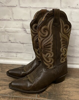 #ad J.B. Dillon Size 9B Brown Leather Cowgirl Western Boots Snip Toe Mexico Rodeo $88.19