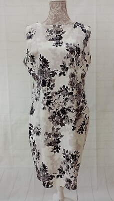 #ad Charlotte Gold Ladies Dress Size 22 Black White Floral Shift Sleeveless Zip GBP 12.99