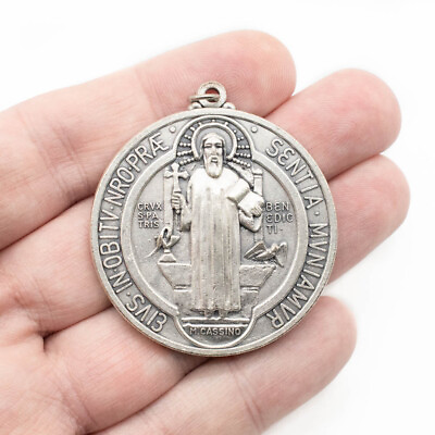 #ad Saint St Benedict Medal Italy Protection From Evil Extra Large 2 Inch Pendant $13.99