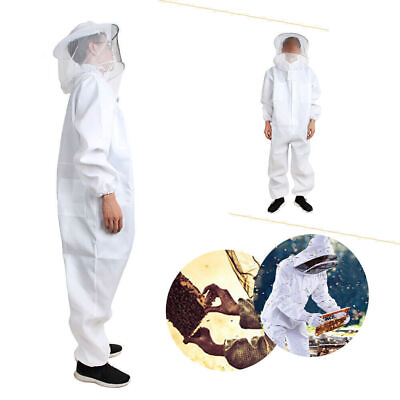 #ad New White Beekeeping Protective Equipment Veil Bee Keeping Full Body Suit Smock $21.88