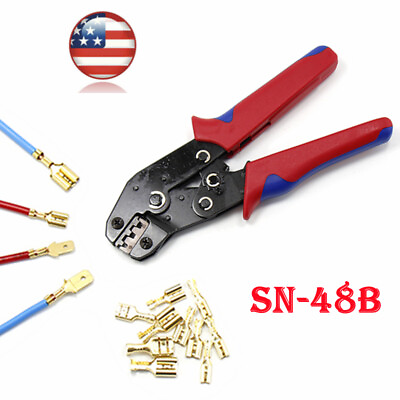 #ad Ratchet Crimping Pliers Insulated Terminal Wire Cable Connector Crimper Tool US $24.79