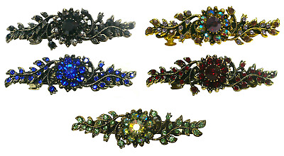 #ad Set of 5 Mid Size Metal Crystal Sparkly Barrettes 1 Ea of 5 Colors 5A86600 1 5 $12.99