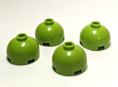 #ad Lego Lot of 4 Lime Green Brick Round 2 x 2 Dome Top $2.29