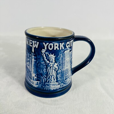 #ad New York City Vintage Skyline Statue of Liberty Coffee Mug Ceramic Sketch Cup $9.99