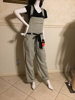 #ad NWT Stephen Hardy Squeeze Womens Overalls Khaki Vintage 8 Pockets.Size Small $49.99