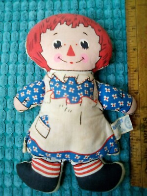 #ad Vintage Knickerbocker Raggedy Ann 1960#x27;s 7 1 2quot; cloth w pellets doll USA $25.00