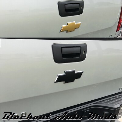 #ad Gloss Black Vinyl BowTie Tailgate Emblem Overlay 2007 2013 Chevrolet Silverado $9.95