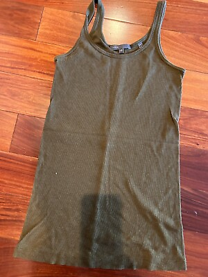 #ad Vince Women#x27;s Cotton and Viscose Tank Top XS Size Dark Olive Color $17.99