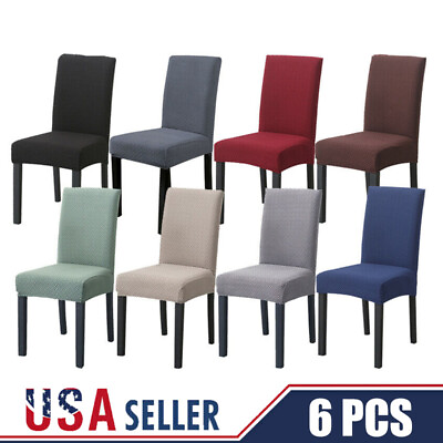 #ad 6PCS Stretch Chair Cover Party Decor Dining Room Seat Cover Wedding Banquet $24.99