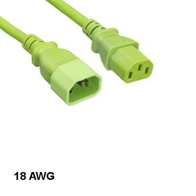 #ad KNTK Green 3#x27; AC Power Cable IEC60320 C13 to C14 18AWG 10A SVT UL for PDU PC UPS $8.21