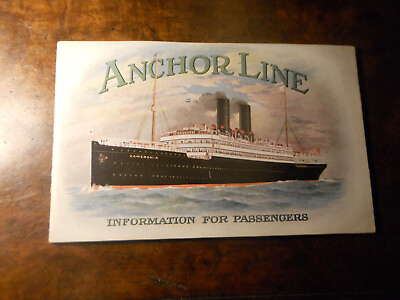 #ad NAUTICAL SHIPS Vintage ANCHOR LINE Information For Passengers Color b w BOOKLET $10.99