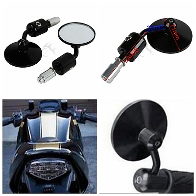 #ad Motorcycle CNC Aluminum Rear View 3quot; Handle Bar End 7 8quot; Mirrors Round Black NEW $32.49