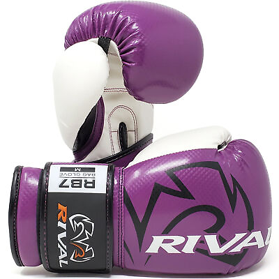 #ad Rival Boxing RB7 Fitness Plus Hook and Loop Bag Gloves Purple White $64.95